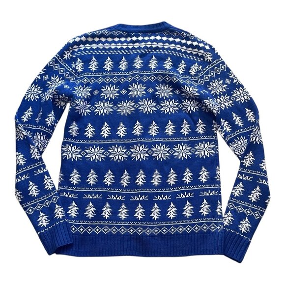 33 Degrees Men Blue Ugly Christmas Sweater Elf Dog Boston Terrier Size S NWT - Picture 5 of 5